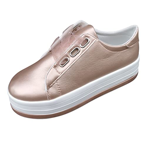 Damen Freizeitschuhe Mode Plattform Riemen Design Bequem Weich Rund Zehe Elegant Casual Alltag (Rose Gold, 38) von Generic