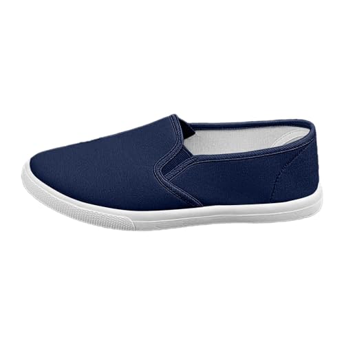Damen Freizeitschuhe Unisex Canvas Sneaker flach bequem Schlupfschuhe modische Alltagsschuhe für Jeans Freizeithosen Bequeme Laufschuhe (Blue, 44) von Generic