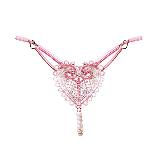 Damen G-String Tanga Perlen Sexy Unterwäsche Ouvert Slip Seamless Mini String Frauen Erotisch Unterhose 2024 Dessous mit Perlen Ketten von Generic