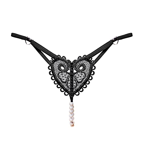 Damen G-String Tanga Perlen Sexy Unterwäsche Ouvert Slip Seamless Tanga Mini String Tanga Frauen Erotisch Unterhose 2024 Ouvert Slip Dessous mit Perlen Ketten von Generic