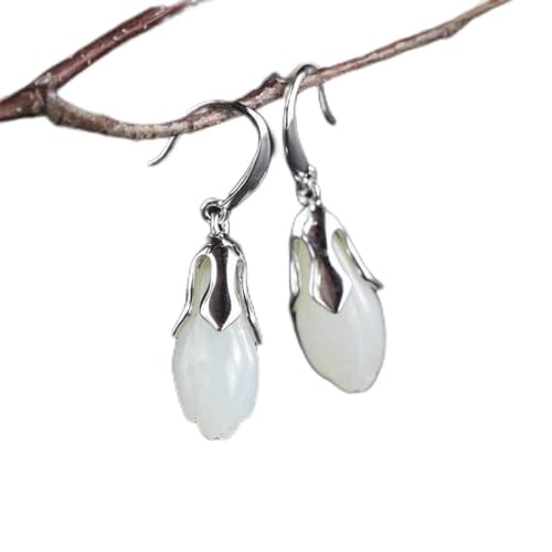 Damen Geschenk Halskette S925 Silber Schmuck Ethnischen Stil Handgemachte Weibliche Magnolia Blume und Tian Jade Armband Wangchun Hetian Ohrringe von Generic