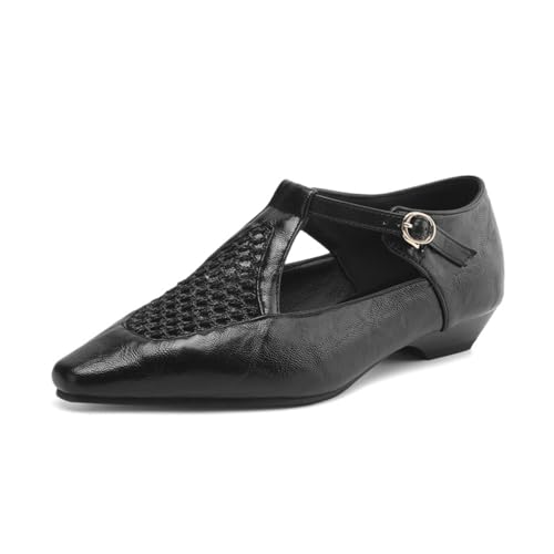 Damen Gewebte Ballerinas Spitze Geschlossene Zehenpartie Sommer Sandalen Schnallenriemen Aushöhlen Bequeme Schuhe für die Büroarbeit,Schwarz,42 EU Damen Gewebte Ballerinas Spitze Geschlossene Zehenpartie Sommer Sandalen Schnallenriemen Aushöhlen Bequeme Schuhe für die Büroarbeit,Schwarz,42 EU von Generic