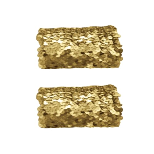 Damen Glänzend Pailletten Armstulpen Handgelenk Manschetten Glänzend Kleid Armbänder Elastisch Oversleeve Fingerlose Handschuhe Wrist Stulpen Party Karneval Cosplay Kostüm Zubehör (Gold) von Generic