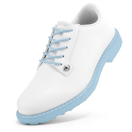 Damen Golfer Sport Trainer Mode wasserdichte Fitness Turnschuhe Leichte Flache Spikeless Walking Golf Schuhe,Blau,43 EU von Generic