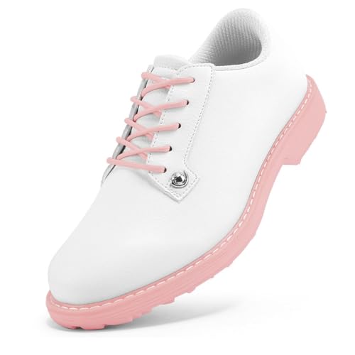 Damen Golfer Sport Trainer Mode wasserdichte Fitness Turnschuhe Leichte Flache Spikeless Walking Golf Schuhe,Rosa,41 EU von Generic