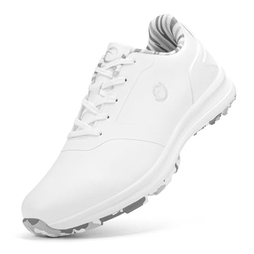 Damen Golfschuhe Spikeless Leder Leichte Golf Sport Turnschuhe Wasserdicht Stilvolle Golfschuhe,Grau,36 EU von Generic