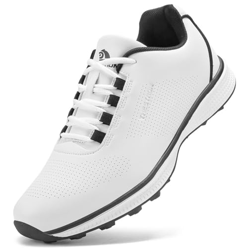 Damen Golfschuhe Spikeless Leder Leichte Golf Sport Turnschuhe Wasserdicht Stilvolle Golfschuhe,Schwarz,40.5 EU von Generic