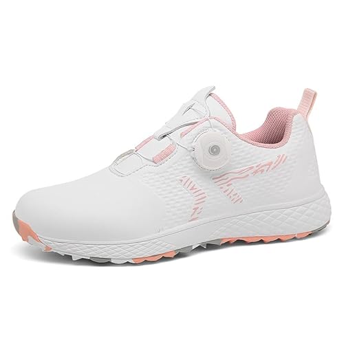 Damen Golfschuhe Spikeless Outdoor Leicht Atmungsaktiv Golferschuhe Wasserabweisend Für Den Platz,Rosa,38 EU von Generic