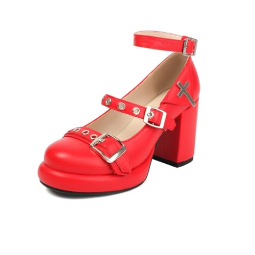 Damen Gothic Plateau Mary Janes Blockabsatz Mehrfach Schnallen Kreuz Dekor Runde Zehen PU Leder Obermaterial Strapazierfähig rutschfest Stilvoll Party Cosplay Schuhe,Lila,42.5 EU Damen Gothic Plateau Mary Janes Blockabsatz Mehrfach Schnallen Kreuz Dekor Runde Zehen PU Leder Obermaterial Strapazierfähig rutschfest Stilvoll Party Cosplay Schuhe,Lila,42.5 EU von Generic