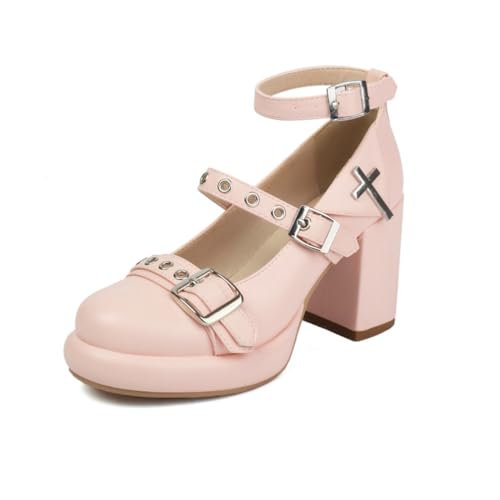 Damen Gothic Plateau Mary Janes Blockabsatz Mehrfach Schnallen Kreuz Dekor Runde Zehen PU Leder Obermaterial Strapazierfähig rutschfest Stilvoll Party Cosplay Schuhe,Weiß,40 EU Damen Gothic Plateau Mary Janes Blockabsatz Mehrfach Schnallen Kreuz Dekor Runde Zehen PU Leder Obermaterial Strapazierfähig rutschfest Stilvoll Party Cosplay Schuhe,Weiß,40 EU von Generic