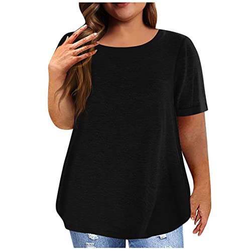 Damen Große Größen Kurzarm T Shirt Hollowed-Out V-Ausschnitt Bluse Freizeit Lose Basic Tops Blitzangebote des Tages von Generic