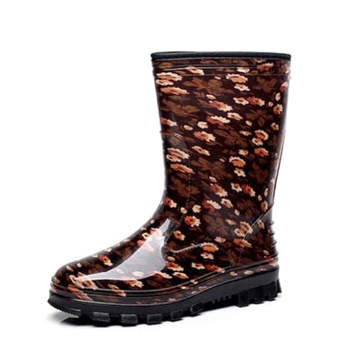 Damen Gummistiefel Bequeme Wasserdichte Gartenstiefel Robust rutschfeste Rain Boots Halbhoch Lange Rain Boots für Regen, Schlamm und alle Jahreszeiten, praktisch, kurze Gartenschuhe von Generic
