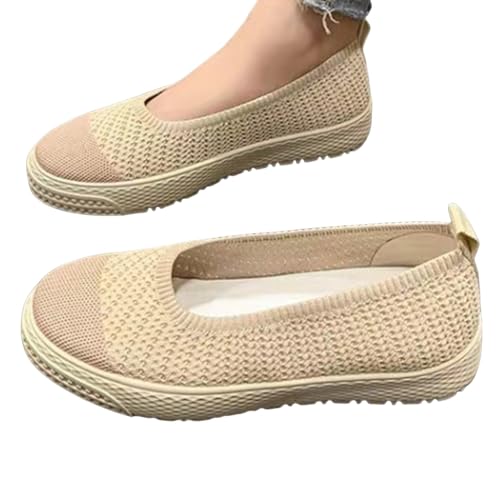 Damen Halbschuhe Strick 𝗠ode Coole Leicht Klassische Freizeitschuhe Mit Fussbett Belüftungsschlitze Flachschuhe Atmungsaktiv Flexibel Abendschuhe Reinschlüpfen Walkingschuhe (Pink, 38) von Generic