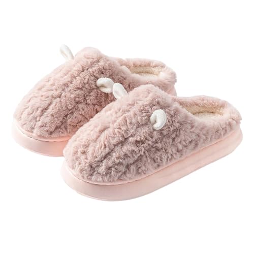 Damen Hausschuhe Bequeme Winter Hausschuhe mit Dicker Sohle Weiche Pantoffeln für Frauen Gemütliche Entspannung zu Hause Warme Fersen Schlupfdesign (Khaki-B, 36) von Generic