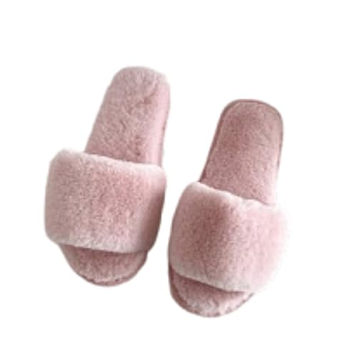 Damen Hausschuhe Flauschig Pantoffeln Sommer Plüsch Pantoletten rutschfest Leichte Slipper Weichen Sohlen Sommerschuhe rutschfeste Hauspantoffeln Open Toe Freizeitschuhe Breite Füße von Generic
