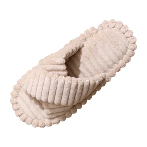 Damen Hausschuhe Pantoffeln Slippers Herren Winter Hausschuhe Memory Schaum Weiche Wärme Bequem Slide-Schuhe Flauschiger Plüsch rutschfeste (Khaki, 43) von Generic