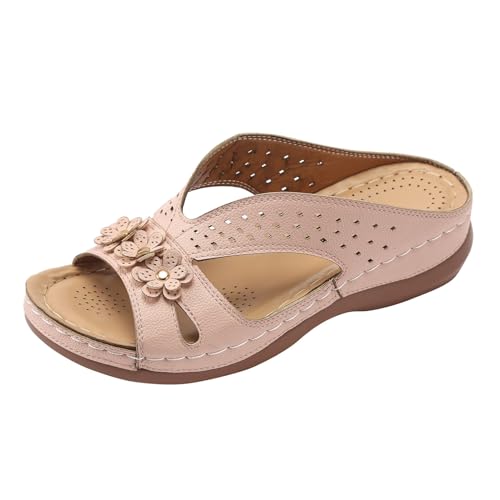 Damen Hausschuhe Slingback Orthopädische Slide Strandschuhe Blumen Bohemian Keilabsatz und Clip-Zehe Blockabsatz Barfuss Freizeit Offene Schuhe für Herren von Generic