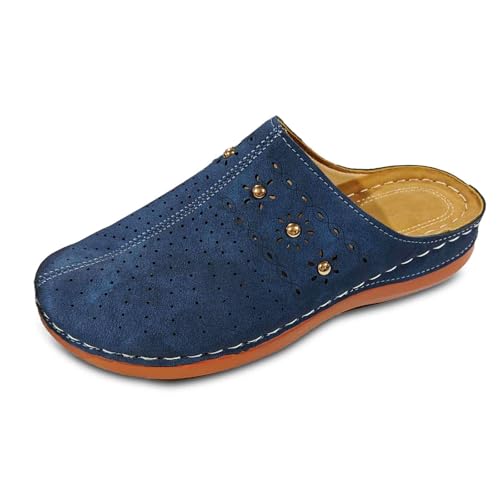 Damen Hausschuhe Sommer Leichte Strandschuhe Bequeme Freizeitschuhe mit geschlossenem Zehenbereich für Spaziergänge Alltagstragen (Navy, 37) von Generic