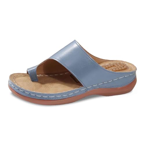 Damen Hausschuhe Sommer Zehensteg-Design Strandschuhe Freizeit Massage-Innensohle Bequem Leicht (Light Blue, 41) von Generic