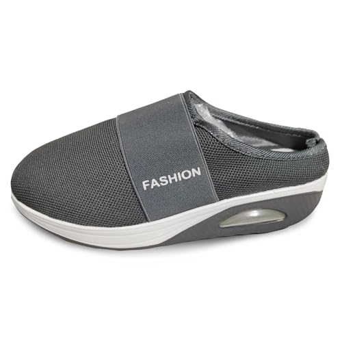 Damen Hausschuhe Sommermode Bequeme Slipper rutschfeste Strandpantoffeln Leichte Freizeitschuhe Weiche Einfarbige Netzdesign Atmungsaktiv (Dark Gray, 37) von Generic