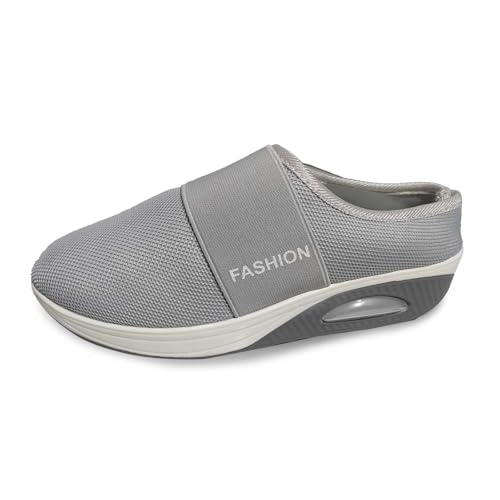 Damen Hausschuhe Sommermode Bequeme Slipper rutschfeste Strandpantoffeln Leichte Freizeitschuhe Weiche Einfarbige Netzdesign Atmungsaktiv (Grey, 43) von Generic