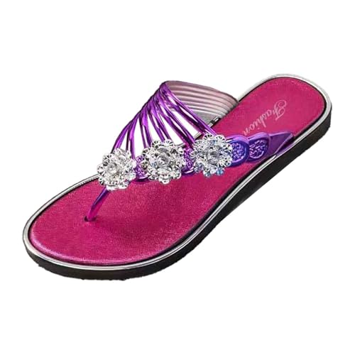 Damen Hausschuhe Vintage Blumenstickerei Schlappen Strandschuhe Blumen Bohemian Orthopädische Schuhe Weiche Unterseite Freizeit Offene für Strand Reisen Trekking von Generic