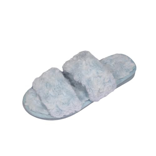Damen Hausschuhe Warmes Fleece Futter Innen Außen Flauschig Lässig Cosy Atmungsaktiv Offene Zehe Pantoffeln 36-37 EU,Blau von Generic