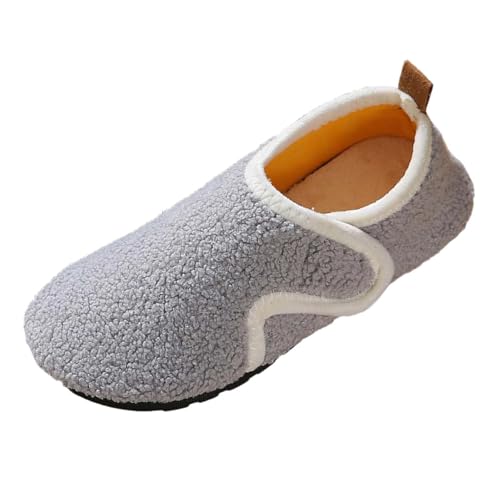 Damen Hausschuhe Winter Erwachsene Warme Schlupfer mit Weicher Sohle Bequeme Einlegesohlen Hausschuhe Damen Fersenbetten Hausschuhe Herren (Grey, 42) von Generic