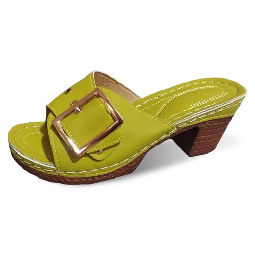 Damen-Hausschuhe mit Keilabsatz Bequeme Schlupfschuhe für Frühling Sommer lässige Freizeitschuhe Zehendesign weiches Obermaterial (Light Green, 42) von Generic