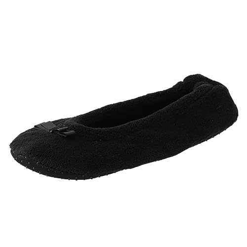 Damen Hausschuhe warme weiche Slipper mit Wollfutter kuschelig gemütlich für Winter Indoor Pantoffeln Bequeme weibliche Hausschuhe (Black, 38) von Generic