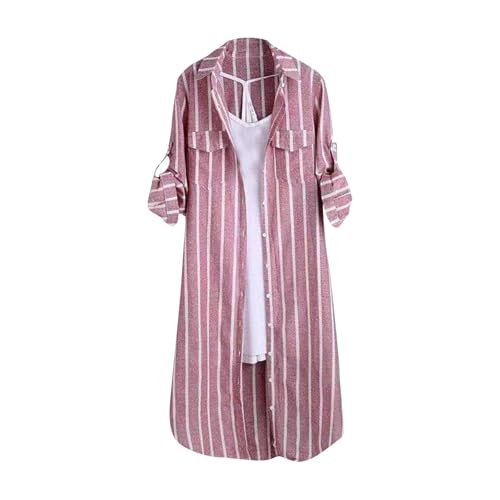 Damen Hemd Kariertes Baumwolle Langarm Regular Fit Flanellhemden Kariertes Oktoberfest Bluse Karo Tunika Tops Casual Oberteile Knöpfen Hemdjacke Revers Mantel Casual Check Bluse Outfit Mit Taschen von Generic
