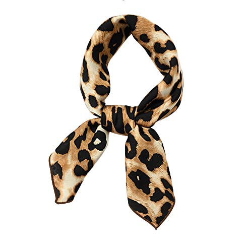 Damen Herbst Winter Seidenschal Leopardenmuster Mehrzweck Kleiner Quadratischer Schal Kurze Krawatte Haar Kopftuch Halstuch für Mädchen Frauen Geburtstag x 1 Stü Professionell verarbeitet von Generic