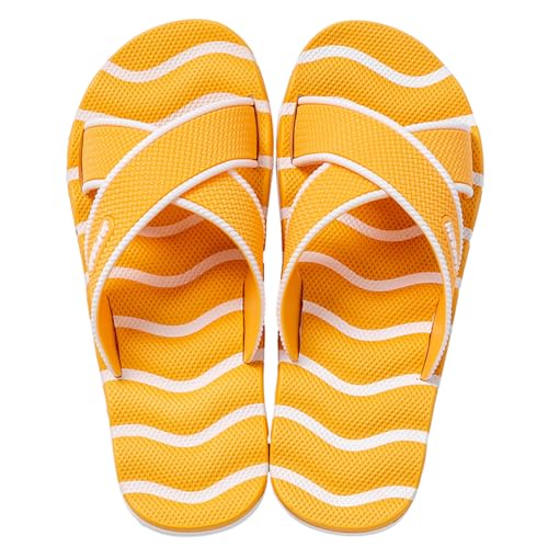 Damen Herren Hausschuhe EVA rutschfest Wolke Rutschen Hausschuhe Kreuzband Obermaterial weich Mode Flip Flops Komfort Dusche Pool Strand Gelb 39 EU von Generic