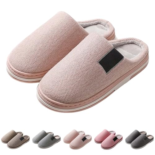 Damen Herren Hausschuhe Winter Plüsch Bettschuhe Filz Flauschig Schlappen Kuschelige Pantoletten Weichen Plüschhausschuhe Plateau Sohlen Haus Schuhe Liebespaar Pantoffeln Winter Pantoffeln von Generic