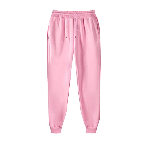 Damen Herren Jogginghose Baggysweat Pant Hose Freizeit Loose Fit Sweat (Rosa, XXL) von Generic