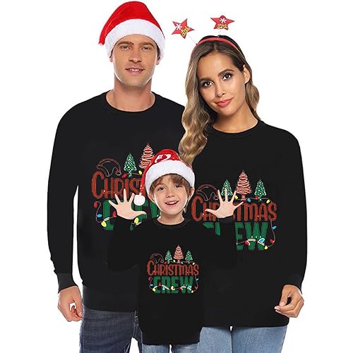 Damen Herren Kinder Weihnachtspullover Lustig Weihnachtspulli Ugly Christmas Sweater Rundhals Strickpullover mit Reindeer Unisex Weihnachts Pullover Familie Set #8 von Generic