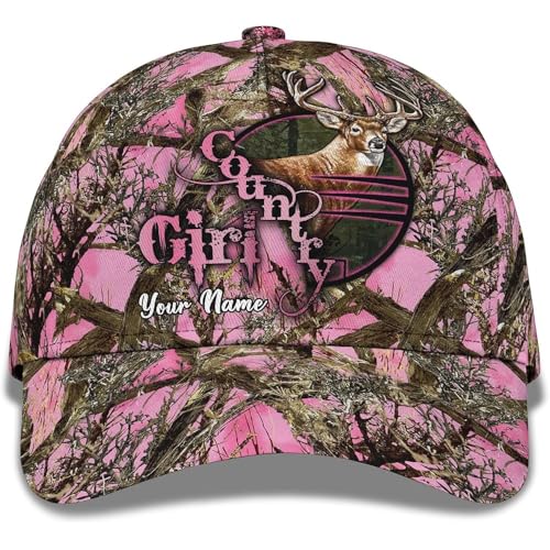 Damen Herren Snapback Kappe Atmungsaktiv Baseballmütze Mode Basecap Für Draussen Wander Golf 3D-Druck Anpassen Hirsch Jagd Rosa Echte Baum Camo - Country Girl von Generic