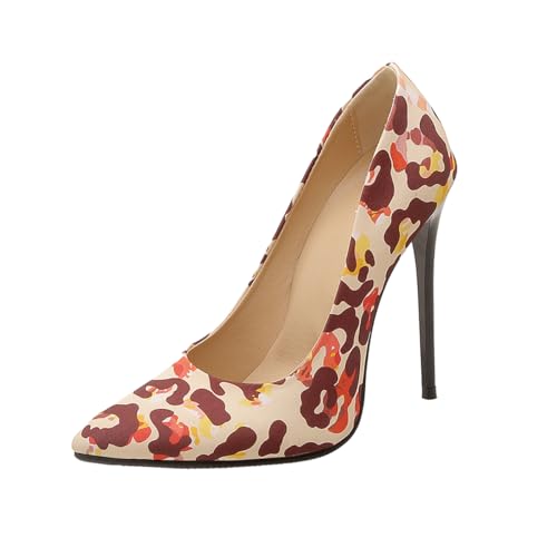 Damen High Heels 12cm Strukturiertes PU Spitzer Zehe Pfennigabsatz Galerie Kollektion für Partys & Besondere Anlässe,Patterned apricot,45 EU Damen High Heels 12cm Strukturiertes PU Spitzer Zehe Pfennigabsatz Galerie Kollektion für Partys & Besondere Anlässe,Patterned apricot,45 EU von Generic
