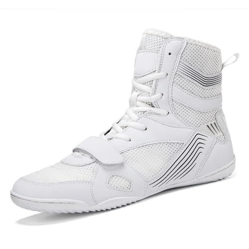 Damen High Top Boxen Kampf Training Schuhe Schnürung Atmungsaktive Wrestling Sneakers Fitness Trainer Weibliche Boxer,Weiß,39 EU von Generic
