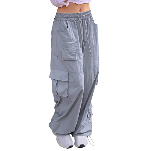 Damen Hip Hop Y2K Jogginghose Cargohose Damen Damen Freizeit Stretch Weite Wanderhose Damen Freizeithose Frauen Fitness Jogging Palazzo Straight Sweathose für Damen Teenager Mädchen von Generic