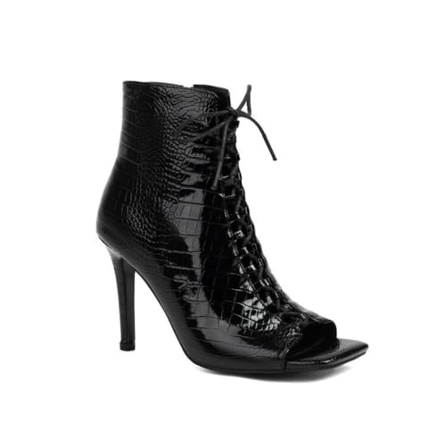 Damen Hoher Pfennigabsatz Kurze Stiefel Peeptoe PU Leder Kleid Pumps Schnürung Abendliche Partei Abschlussball Cut-Out Sandalen,Schwarz,40 EU Damen Hoher Pfennigabsatz Kurze Stiefel Peeptoe PU Leder Kleid Pumps Schnürung Abendliche Partei Abschlussball Cut-Out Sandalen,Schwarz,40 EU von Generic