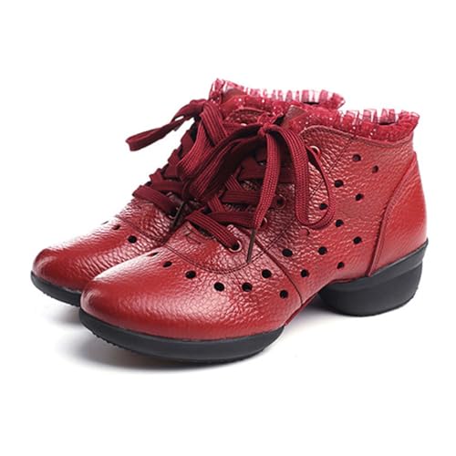 Damen Hollow Out Tanzschuhe, Geschlossene Zehe Ballsaal Übung Tanz Sneaker Schnürung Low Heel Tanz Trainingsschuhe,Rot,40 EU Damen Hollow Out Tanzschuhe, Geschlossene Zehe Ballsaal Übung Tanz Sneaker Schnürung Low Heel Tanz Trainingsschuhe,Rot,40 EU von Generic