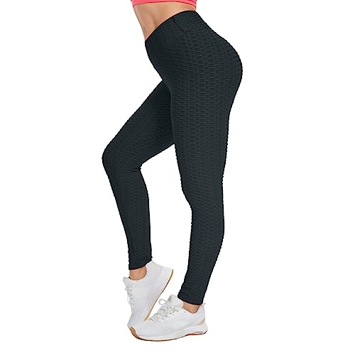 Damen Honeycomb Leggings Geraffte Hintern Heben Hohe Taille Push Up Boom Booty Sport Leggings mit Bauchkontrolle Plus Größe Blickdichte Dehnbare Gym Yogahosen von Generic