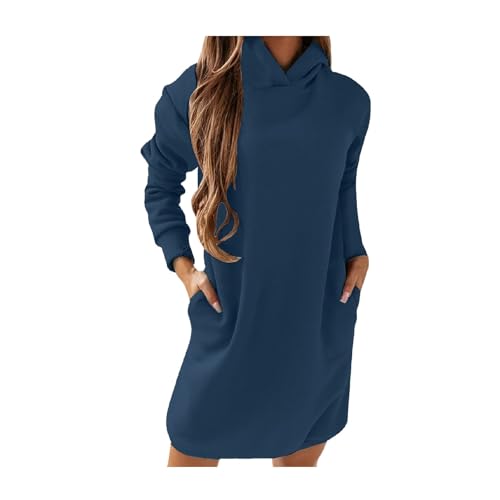 Damen Hoodie Kapuzenpullover Lang Sweatjacke Sweatkleid Winterkleid Sweatshirt Kapuzenjacke Kapuzenpulli Langarm Sport Pullover 2024 von Generic