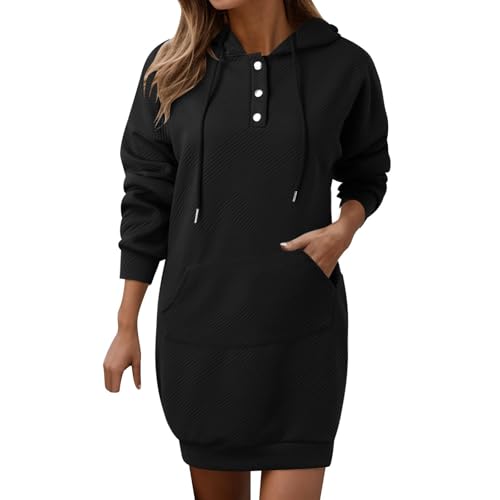 Damen Hoodie Kapuzenpullover Lang Sweatjacke Sweatkleid Winterkleid Sweatshirt Kapuzenjacke Kapuzenpulli Langarm Sport Pullover 2024 von Generic