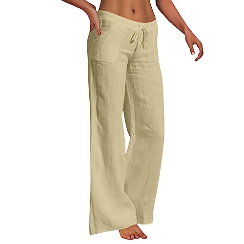 Damen Hose Leinenhose Baumwolle Leinen Stoffhose Freizeithose Sommerhose Pumphose Yogahose Casual Einfarbig Hippie High Waist Hose Stretch mit Taschen Kleidung Sommer Hosen Damen Hose Leinenhose Baumwolle Leinen Stoffhose Freizeithose Sommerhose Pumphose Yogahose Casual Einfarbig Hippie High Waist Hose Stretch mit Taschen Kleidung Sommer Hosen von Generic