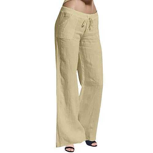 Damen Hose Leinenhose Baumwolle Leinen Stoffhose Freizeithose Sommerhose Pumphose Yogahose Casual Einfarbig Hippie High Waist Hose Stretch mit Taschen Kleidung Sommer Hosen Damen Hose Leinenhose Baumwolle Leinen Stoffhose Freizeithose Sommerhose Pumphose Yogahose Casual Einfarbig Hippie High Waist Hose Stretch mit Taschen Kleidung Sommer Hosen von Generic