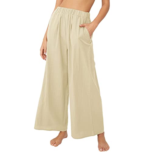 Damen-Hose mit Glitzer-Pailletten, hohe Taille, Glockenunterseite, ausgestellte Hose, dehnbar, lässig, Zuhause, modische Hose, Hose (03C-Khaki, XXXL) von Generic