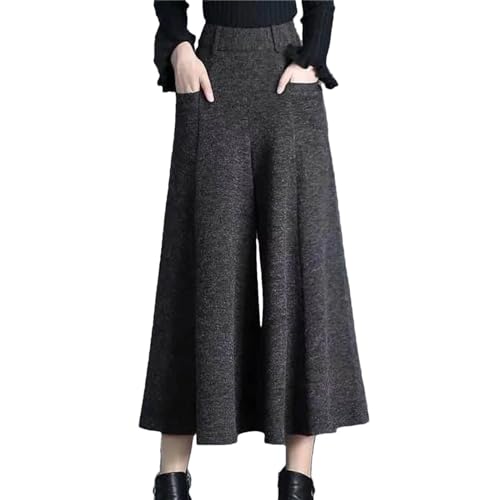 Damen-Hosen Mit Weitem Bein, Lockere Freizeithose, Hohe Taille, Locker Gestrickte Hose Mit Weitem Bein, Freizeithose von Generic