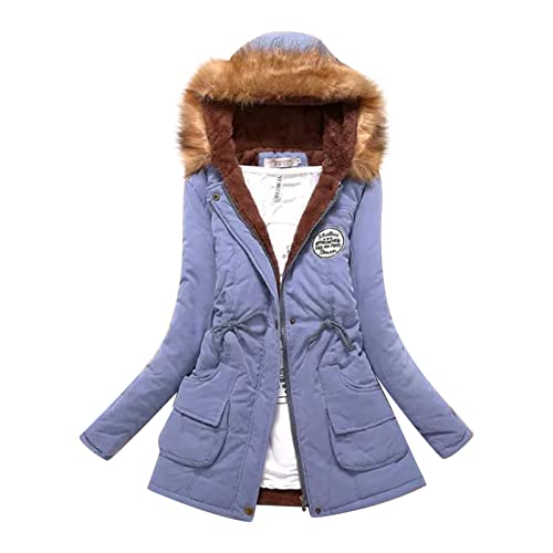 Damen Jacke Parka Mantel Winterjacke Warm Jacke Steppjacke Übergangsjacke Für Herbst Winter Lang Outdoorjacke Reißverschluss Kapuzenjacke Winterparka Fleecejacke Outdoorjacke von Generic